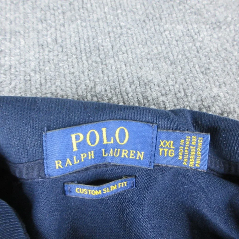 Polo Ralph Lauren Polo Shirt Mens 2XL Blue Short Sleeve Cotton USA Flag Eagle